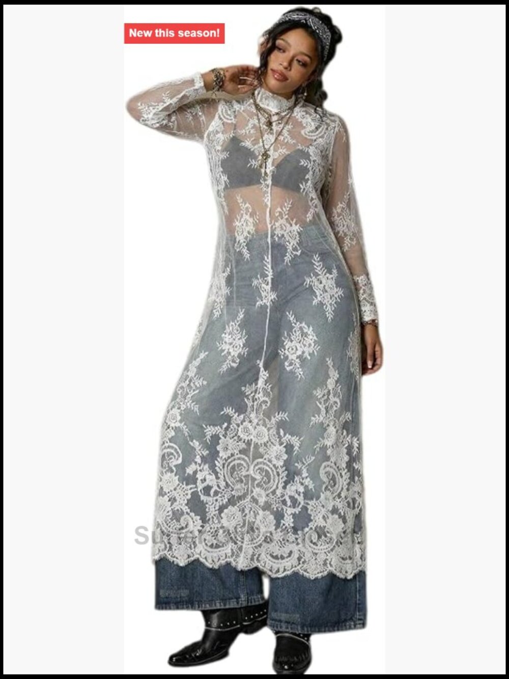 Plus Size Lace Maxi Dress Long Sleeve Sheer Mesh Club Party